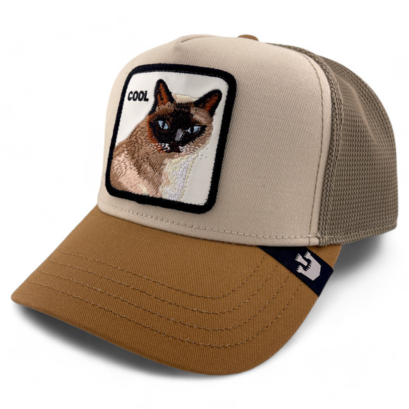 Goorin Bros Cool Cat V2 The Farm Khaki Mesh Back Trucker Snapback Adjustable Hat - Picture 1 of 7